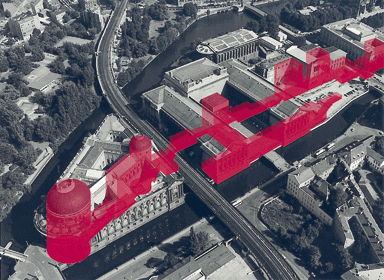 Aerial view of the Planungsgruppe Museumsinsel masterplan, Berlin
