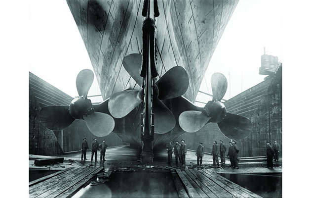 Titanic in dry dock c. 1911 Getty Images